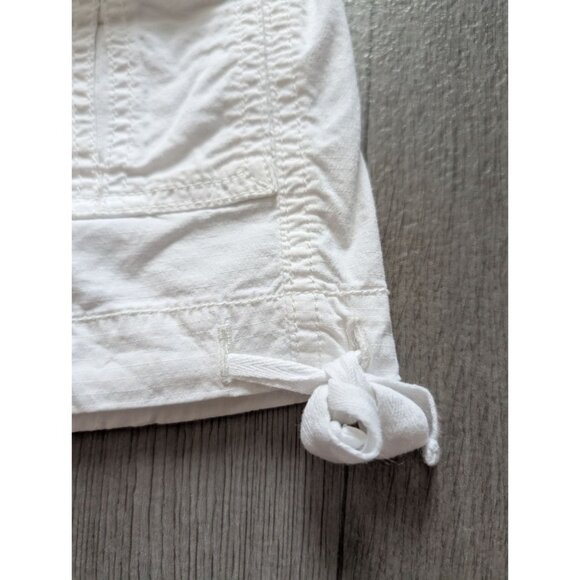 Loft White Cargo Bermuda Shorts Drawstring Hem Womens Size 8 Casual Marisa - Picture 2 of 6